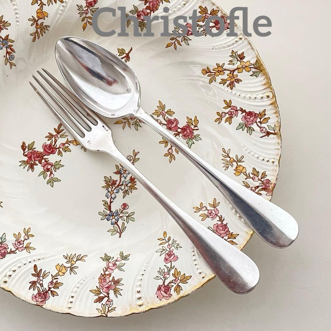 フランスアンティーク クリストフル テーブルフォーク&スプーン セット