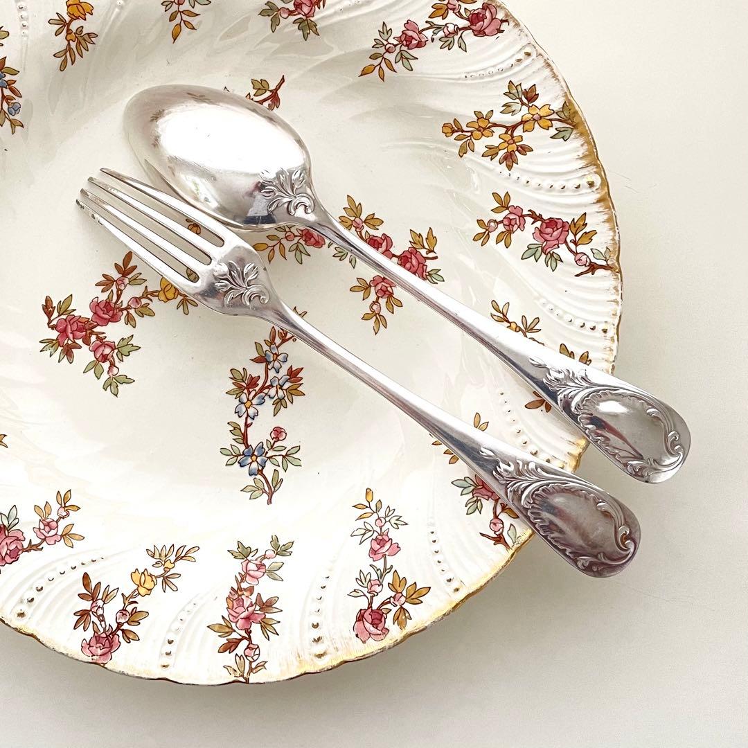 フランスアンティーク クリストフル テーブルフォーク&スプーン セット