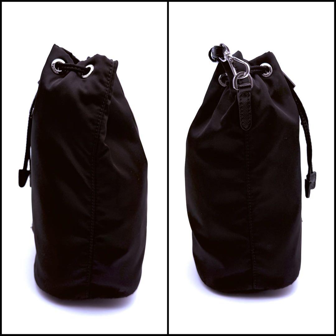 【良品】PRADA プラダ　RE-NYLON 巾着ポーチ　三角ロゴ　サフィアーノ