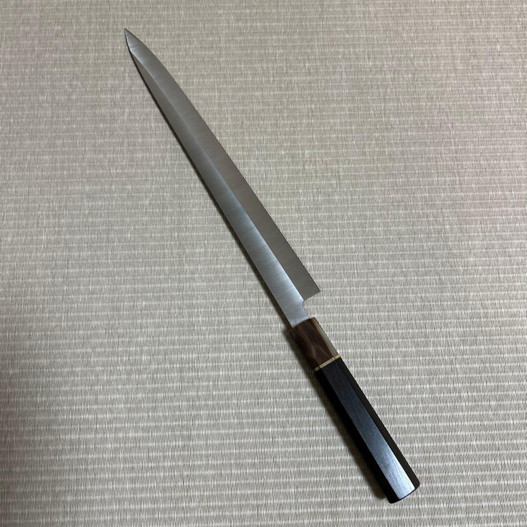 尺　柳刃包丁　和包丁　V金10号　本焼　マーブル水牛　黒檀八角柄