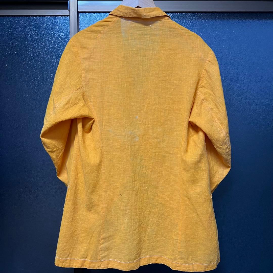 10s french vintage コットン シャツジャケット 山吹色