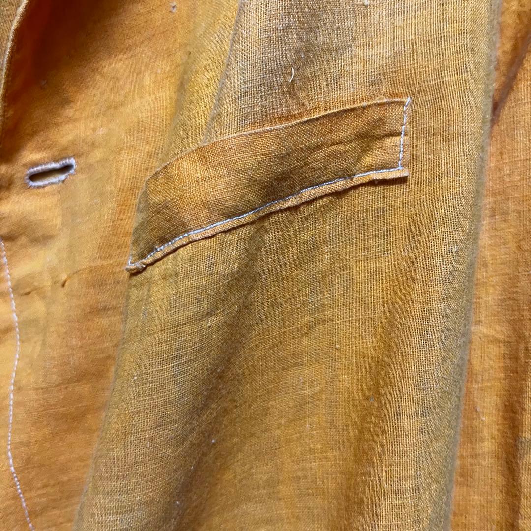 10s french vintage コットン シャツジャケット 山吹色