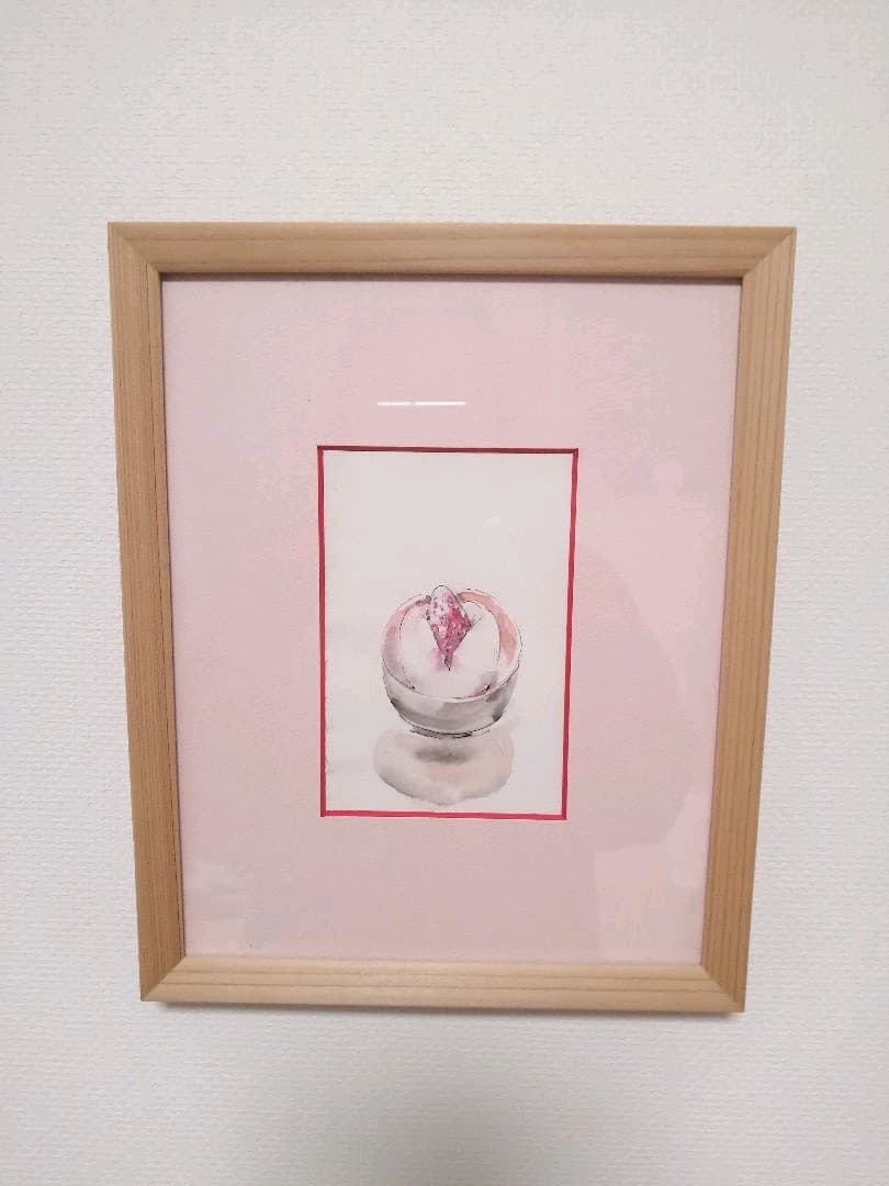 羽山奈保　水彩画　いちご大福　インチサイズ