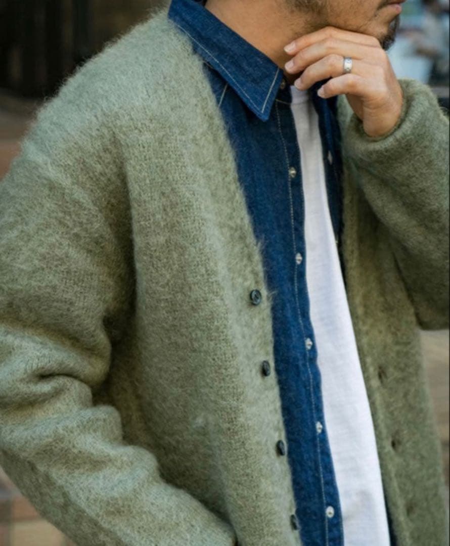 ¥77000 リアルマッコイズ　モヘアニット　カーディガン　ミント