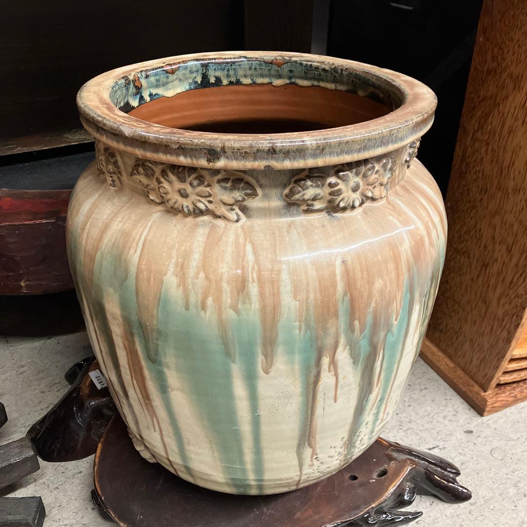 値下げ　笠間焼　カメ　壺　花器