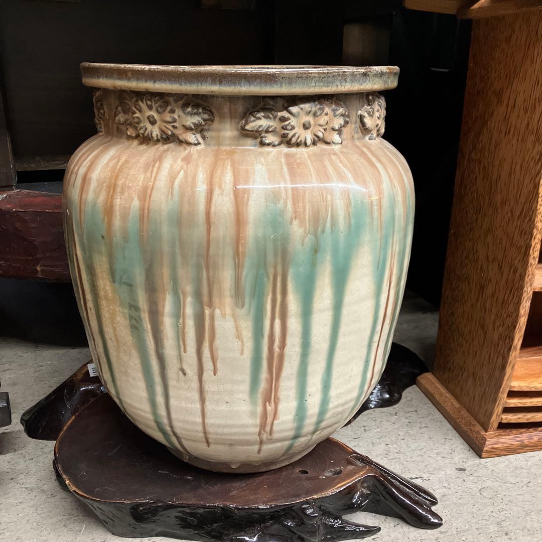 値下げ　笠間焼　カメ　壺　花器