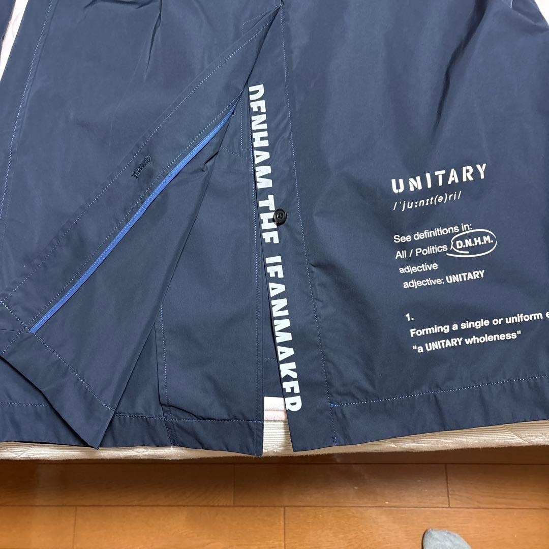 デンハムDENHAMネイビー ステンカラーコート ロゴ入り