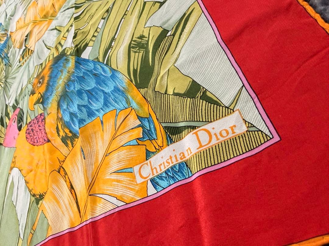 Christian Dior トロピカルスカーフ シルク 約84cm