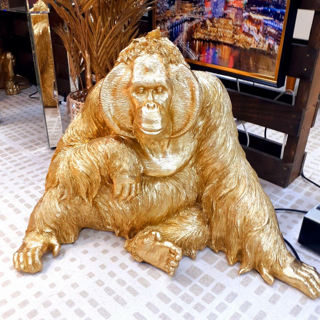 輸入雑貨　北欧　ゴールド　『オラウータンのオブジェ』　開運　縁起物　大きい