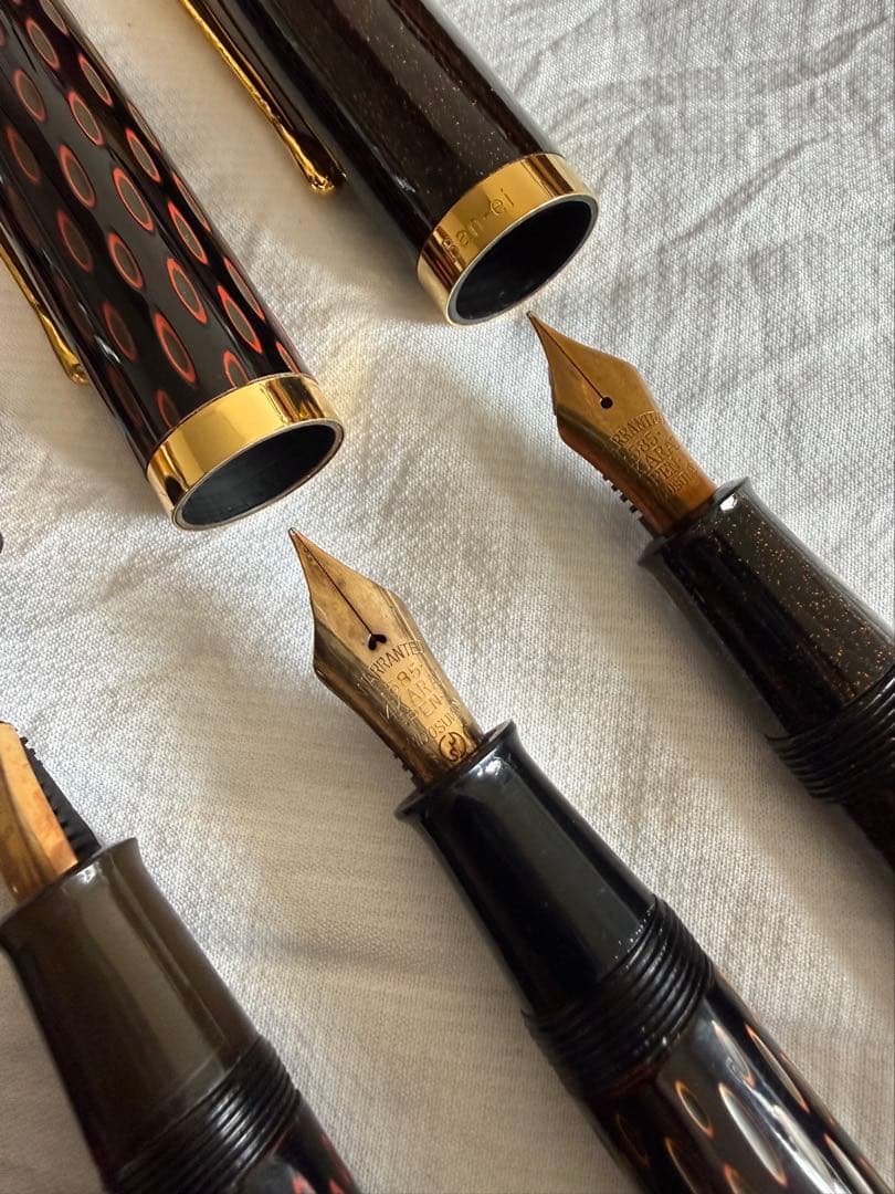 酒井栄助、兜木、鎌倉彫、土填修一万年筆5本セット