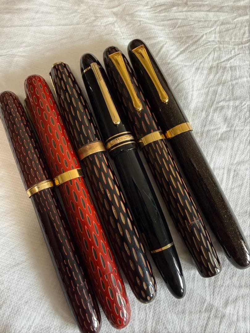 酒井栄助、兜木、鎌倉彫、土填修一万年筆5本セット