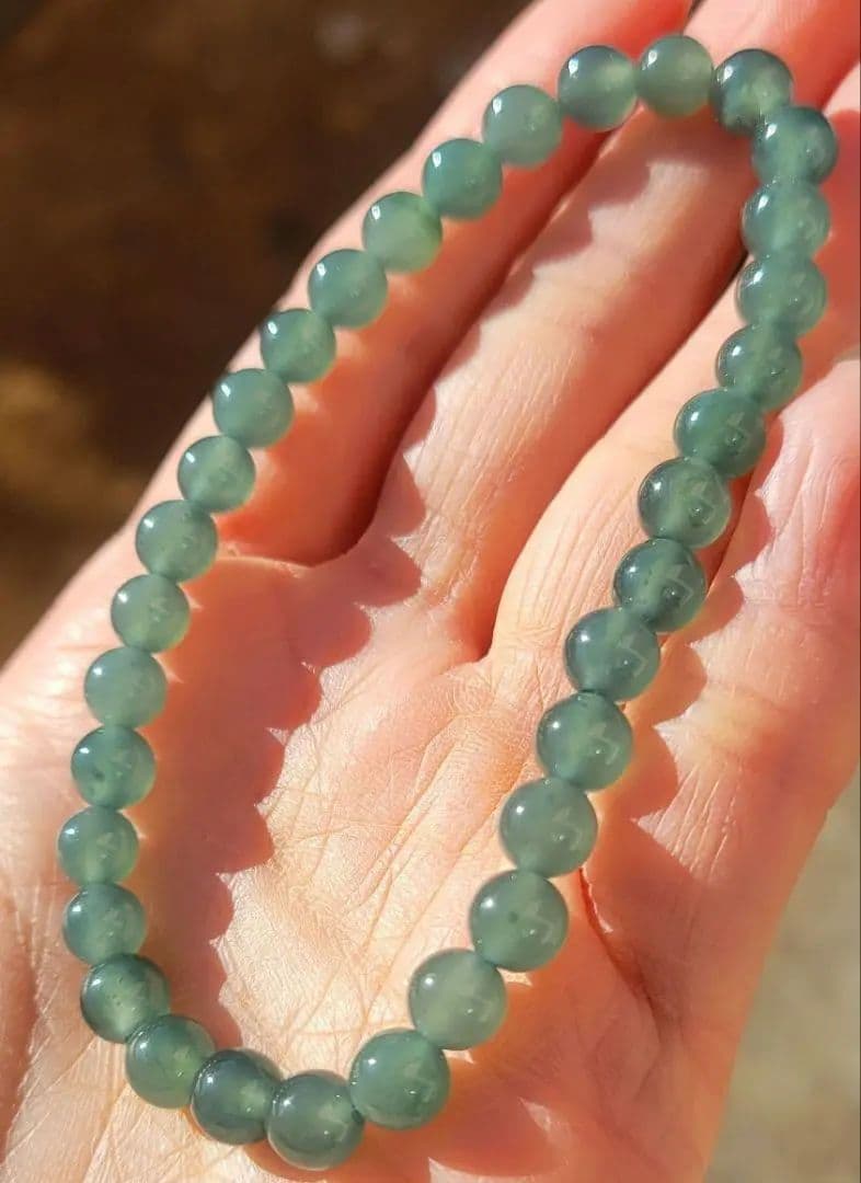 ☆本翡翠氷種！美麗！ブルーグリーン翡翠ブレスレット☆