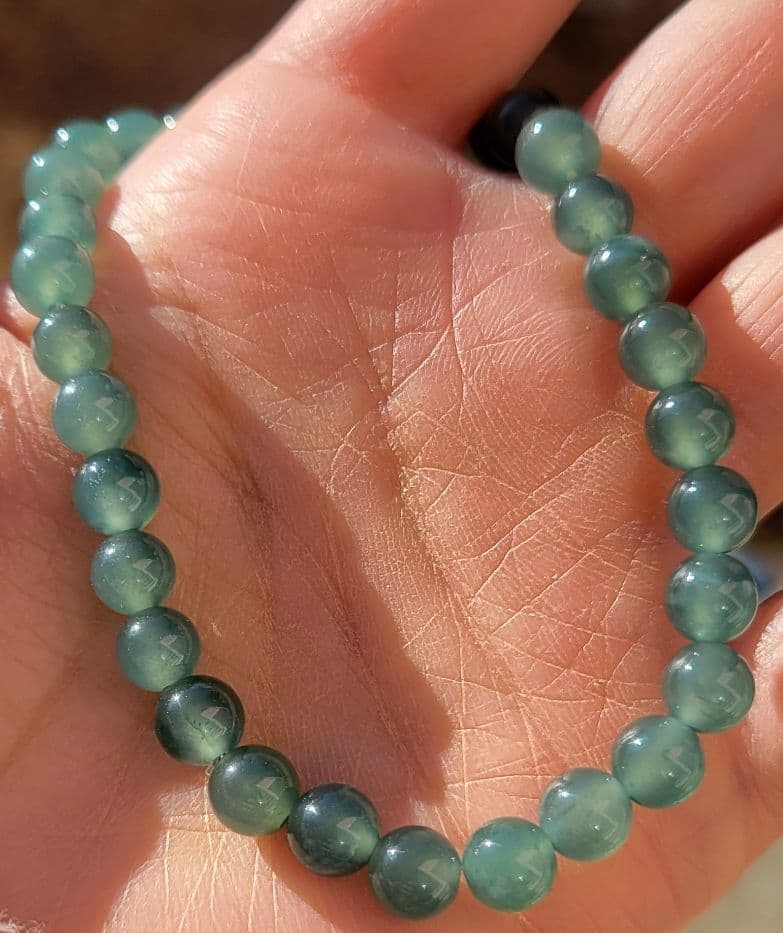 ☆本翡翠氷種！美麗！ブルーグリーン翡翠ブレスレット☆