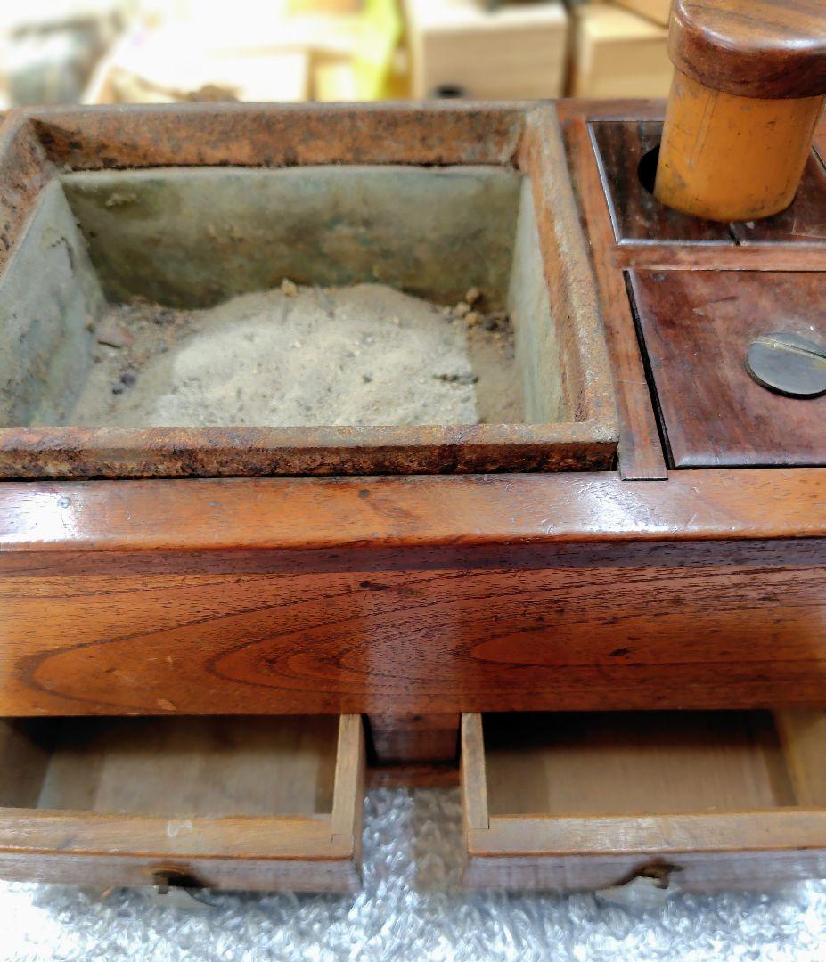 ケヤキ 長火鉢 上品 煎茶用 茶道具 黒檀 黒柿 コンパクト 古民具