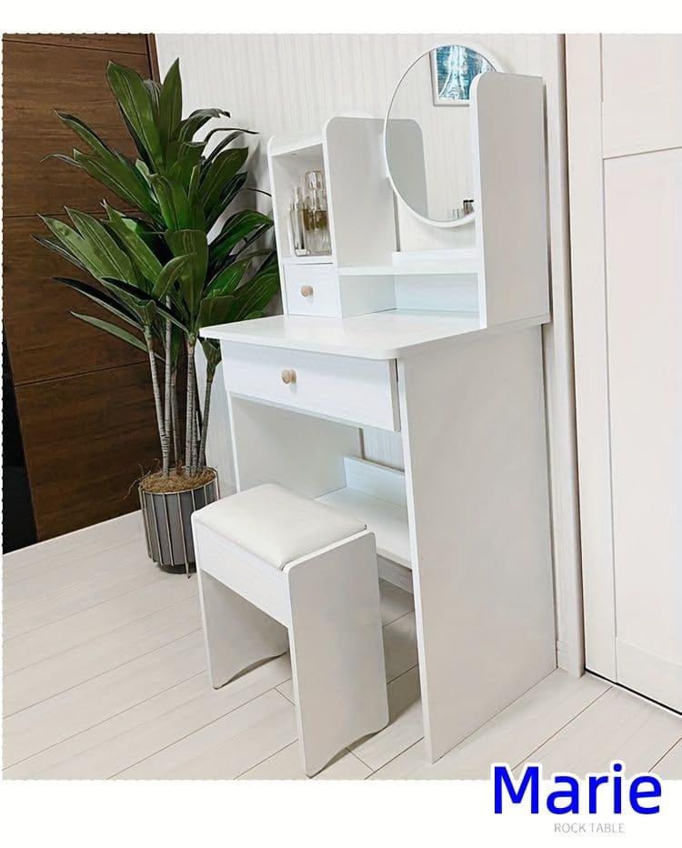 コンパクトかわいいドレッサー フレンチナチュラルスタイル ミラーライト付き女性用