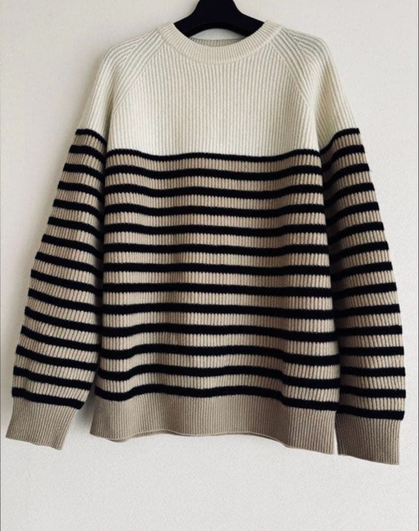 ☆*☆様 DRAWER 9Gウールカシミヤ あぜ編みボーダーニットドゥロワーbl