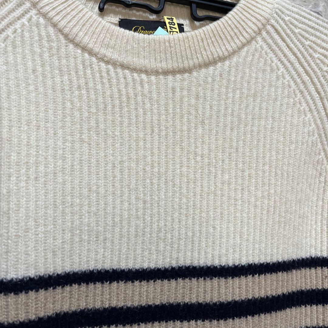 ☆*☆様 DRAWER 9Gウールカシミヤ あぜ編みボーダーニットドゥロワーbl