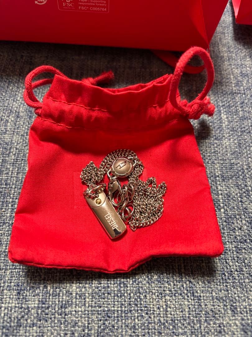 DIESEL シルバー ネックレス ポーチ付き