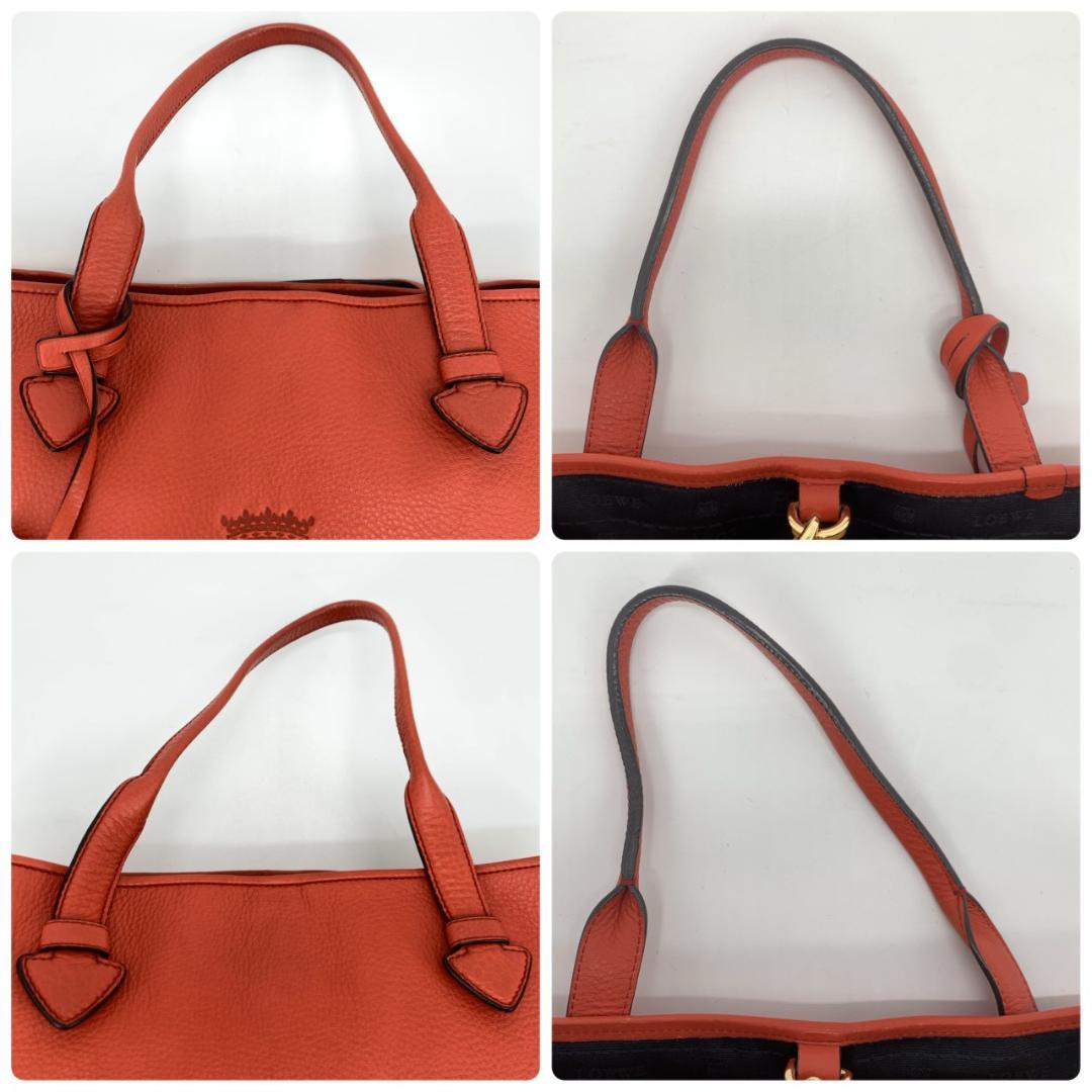 ロエベ ヘリテージ トートバッグ 本革 コーラルレッド オレンジレッド 紅色