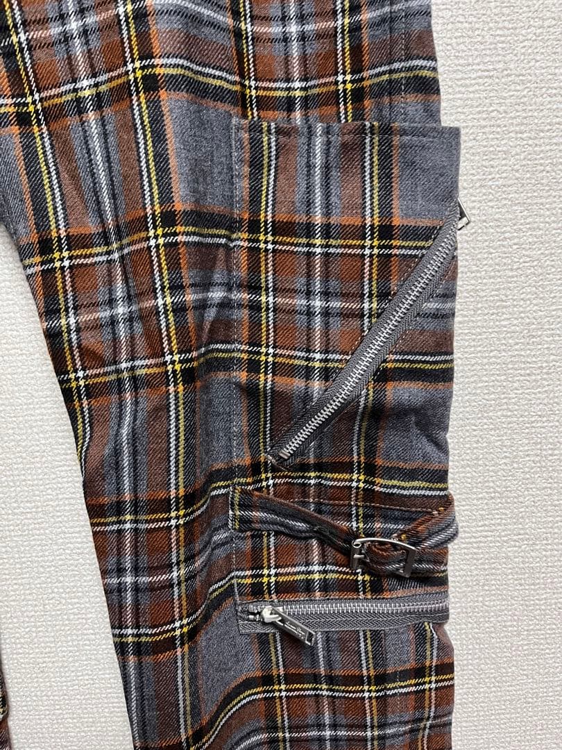 アンダーカバーUNDERCOVERチェック柄ボンテージパンツ