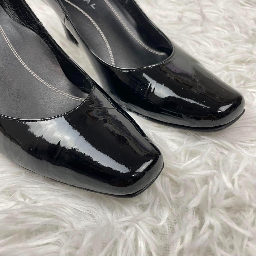 極美品✨リーガル✨ハイヒール✨23cm✨スクエアトゥ✨エナメル✨黒✨冠婚葬祭