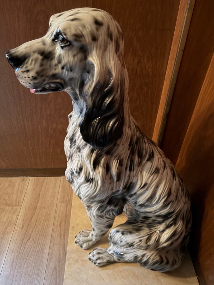 引き取り希望　陶器製犬の置物 白黒斑点 約60cm〜70cm