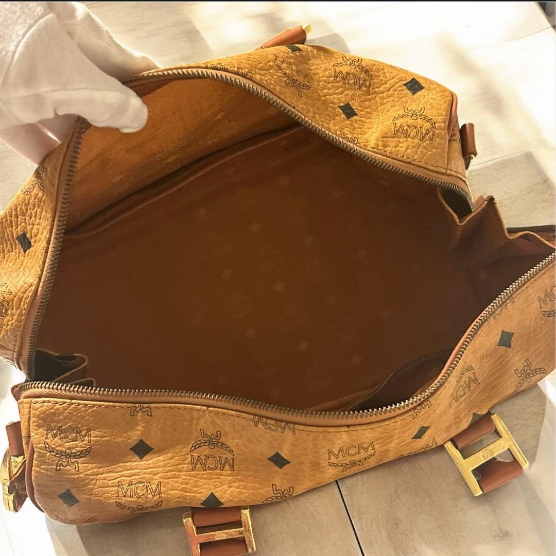 ダイヤル付き✨MCM ボストン バック ヴィセトス柄 レザー ブラウン 大容量