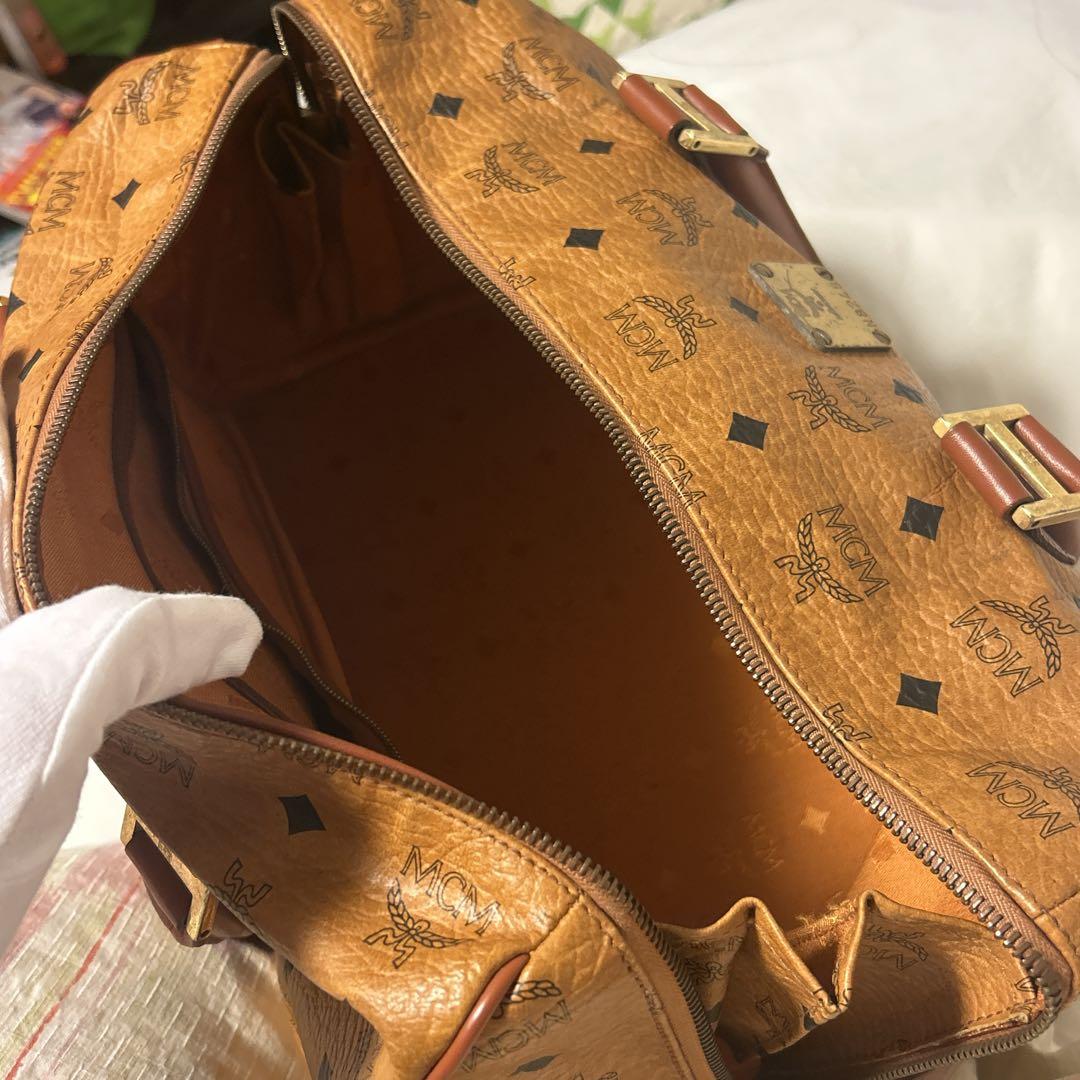 ダイヤル付き✨MCM ボストン バック ヴィセトス柄 レザー ブラウン 大容量