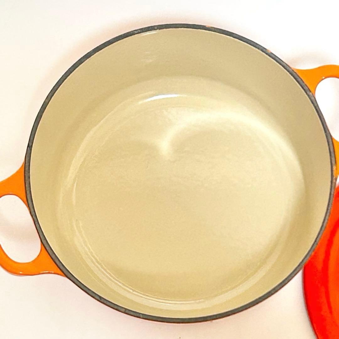 【美品】LE CREUSET ココット・ロンド　オレンジ 18cm ル・クルーゼ