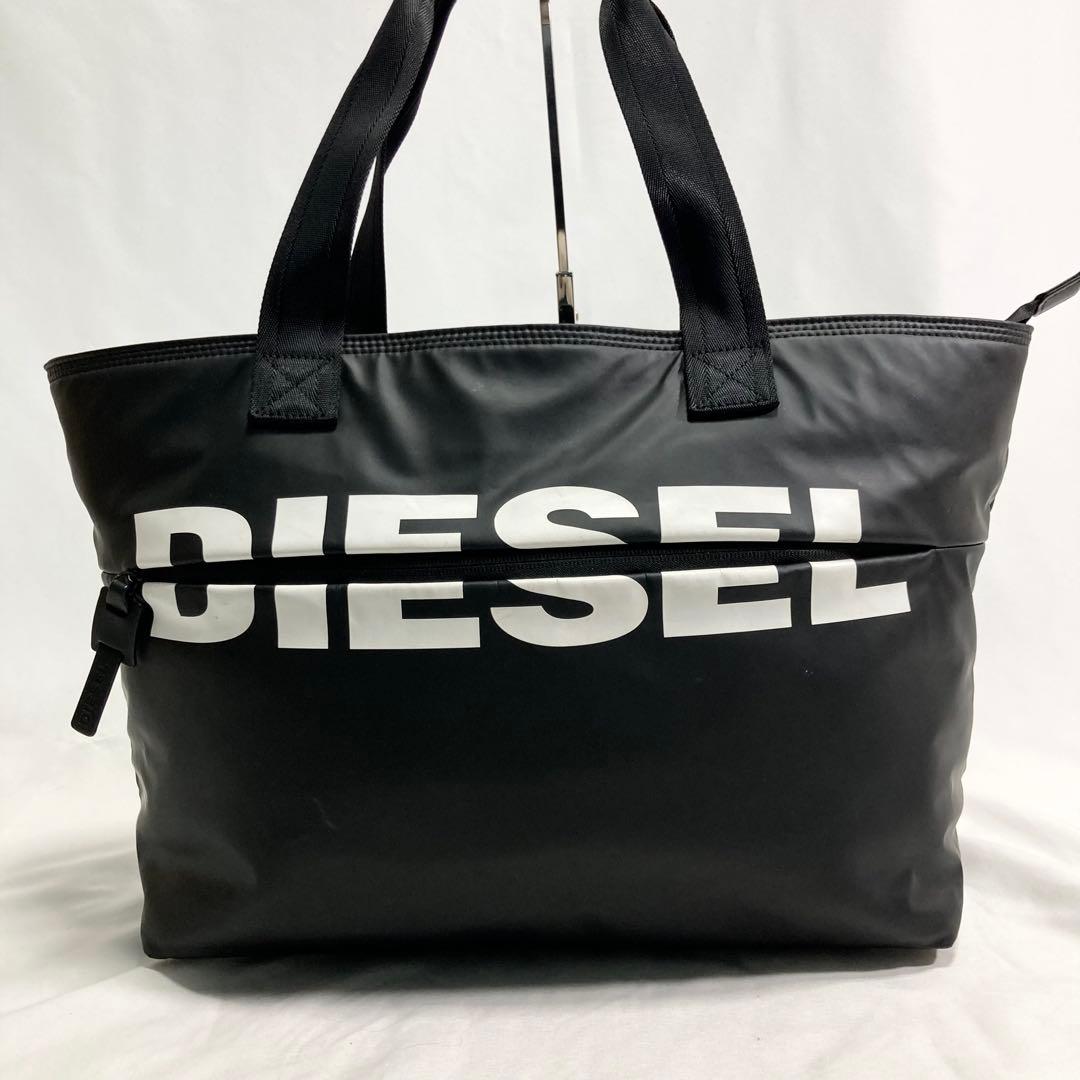 ディーゼル ロゴ トートバッグ ブラック 大容量 多機能 A4可 肩がけ 通勤