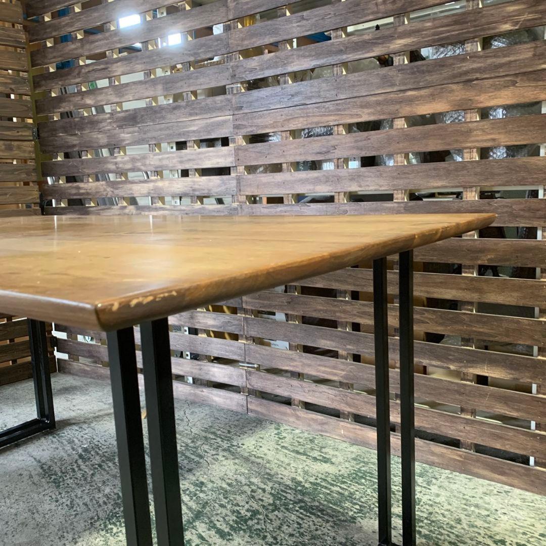 J683R 関家具 鉄脚テーブル ダイニングテーブル 木製天板 アイアン