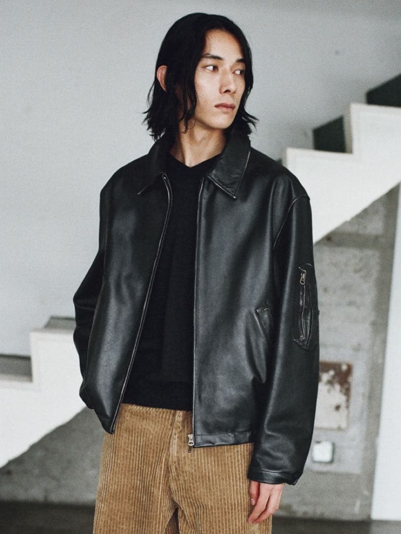 【LIDNM】French Pilot Leather Jacket Sサイズ
