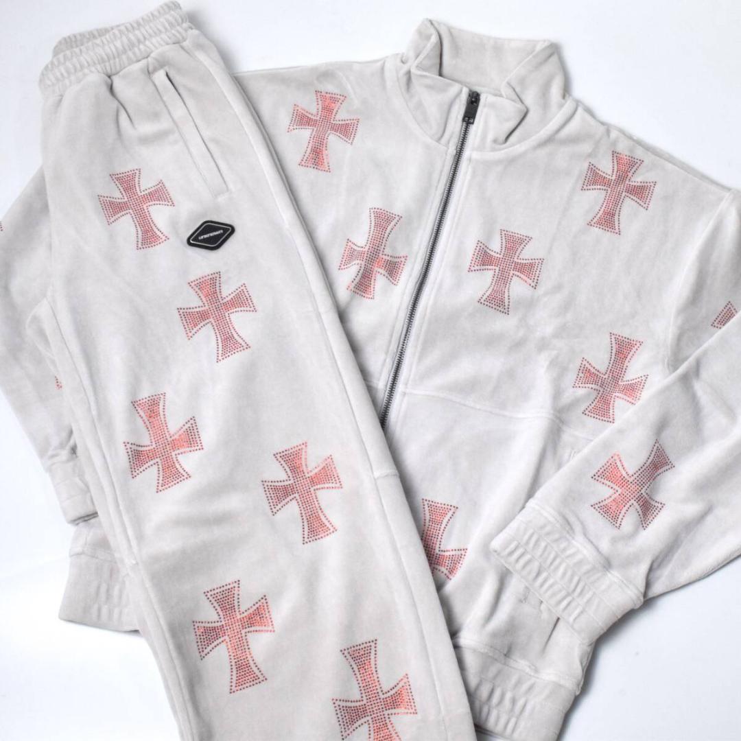 未使用 アンノウン ロンドン ベロア セットアップ 上下 XS ラインストーン