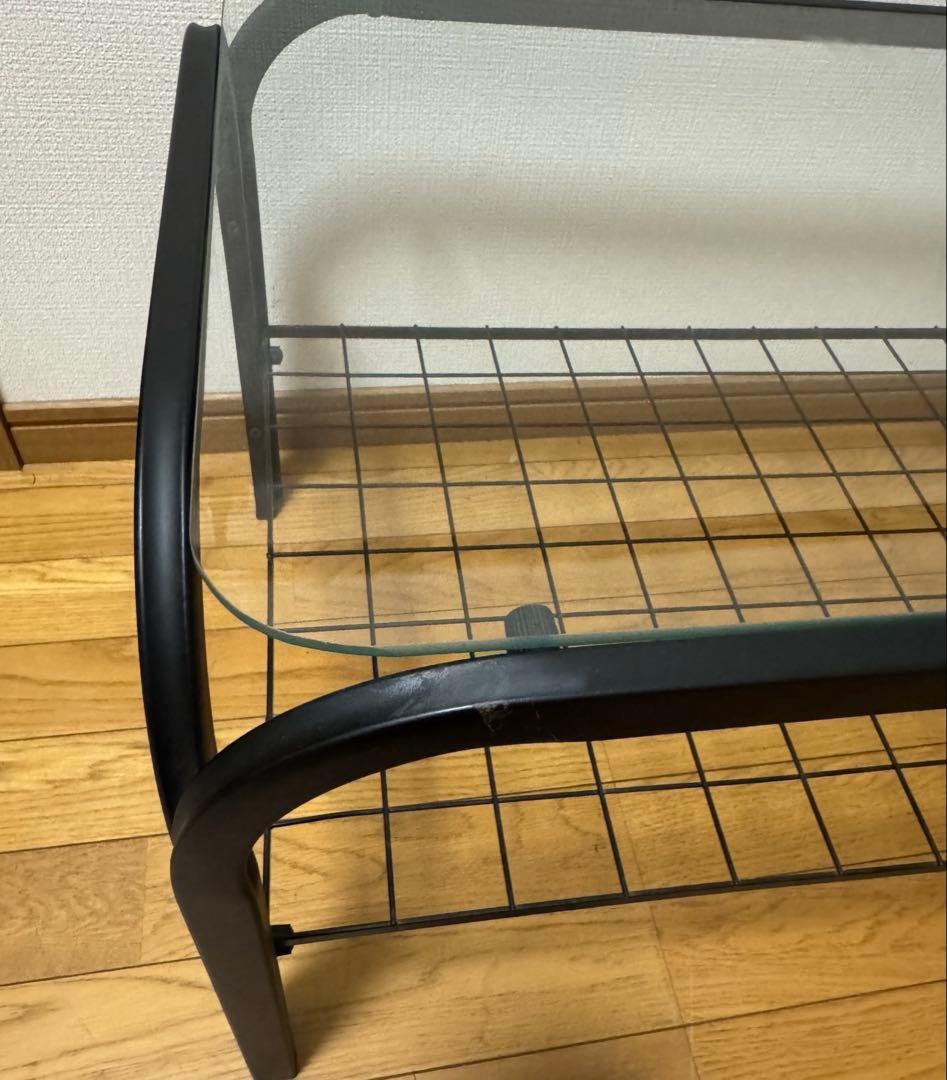 昭和レトロ ミッドセンチュリー アイアンフレーム センターテーブル ガラス天板