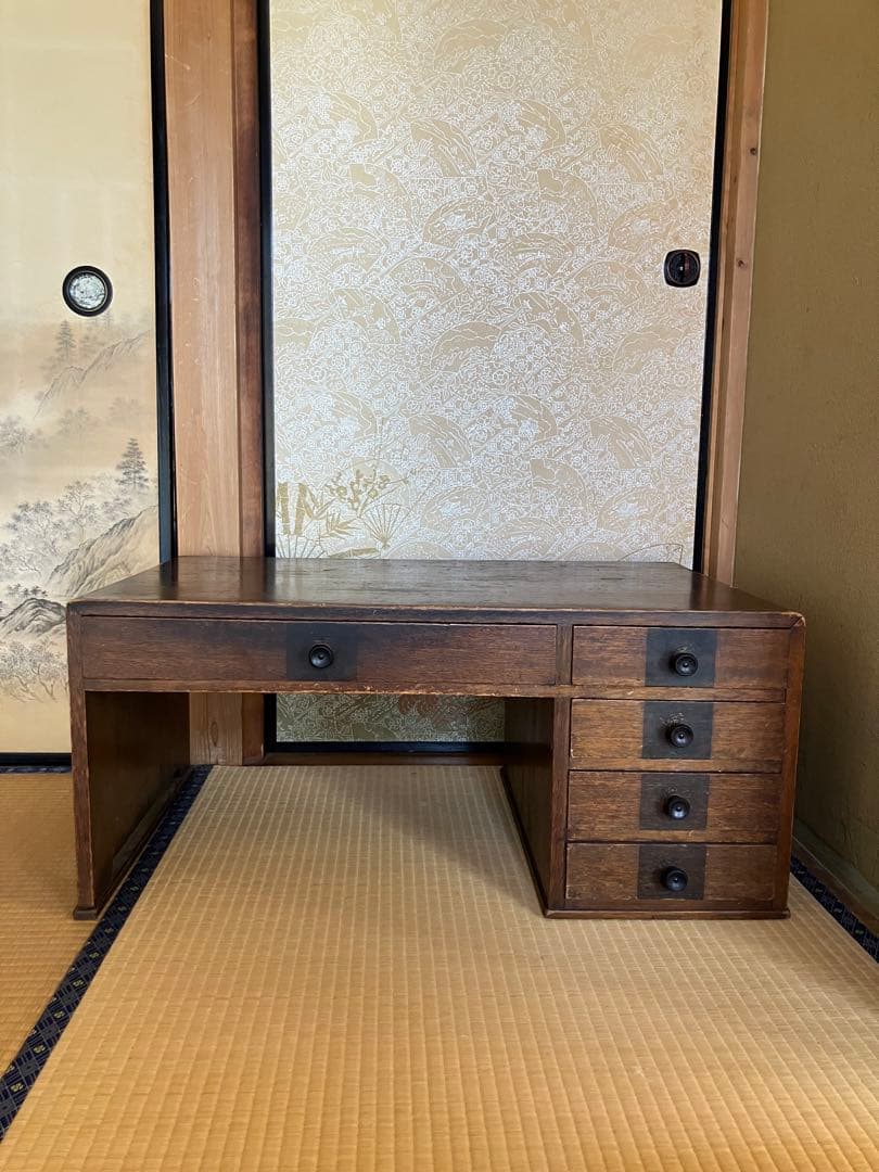 文机 インテリア 昭和レトロ アンティーク 当時物 勉強机 インテリア