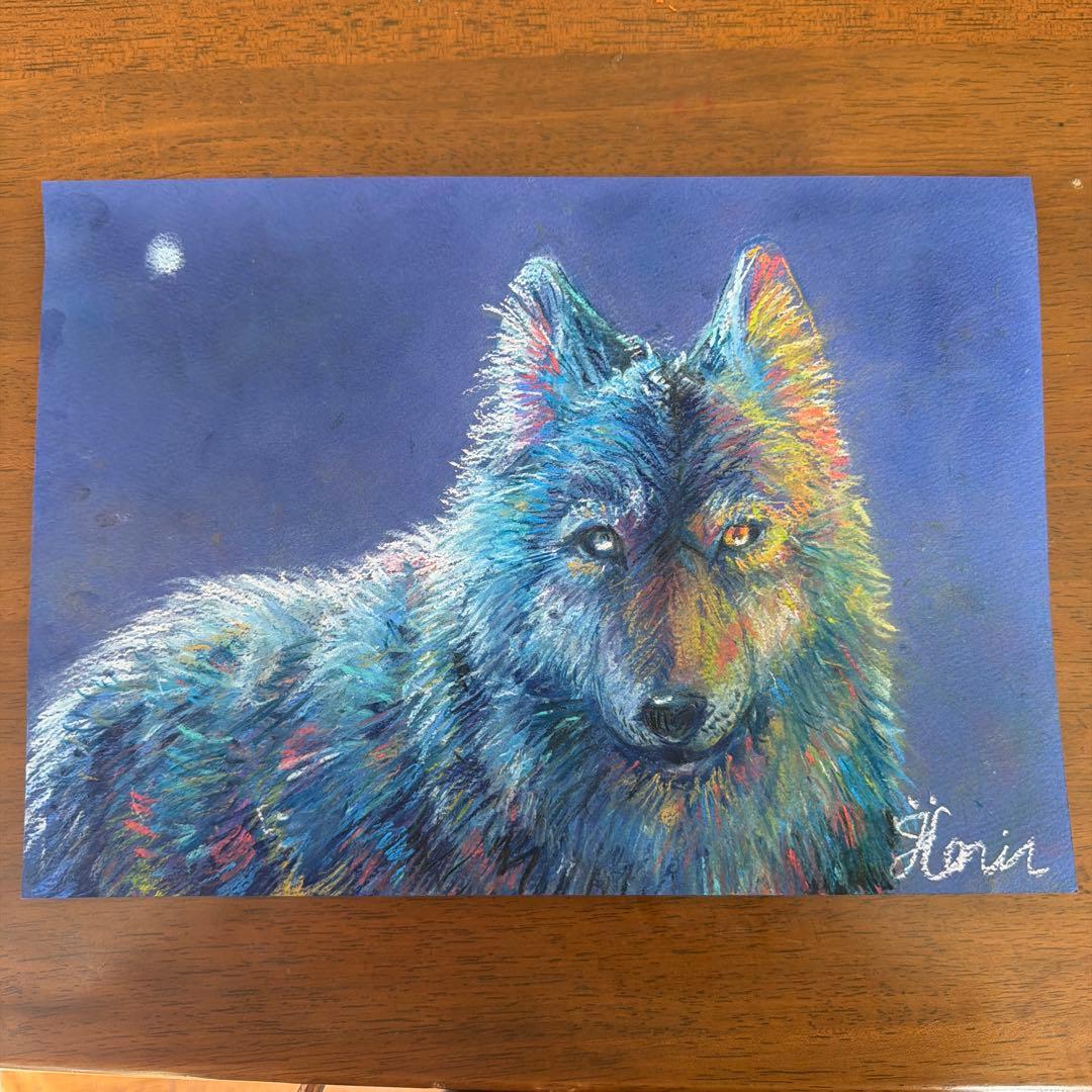 ハンドメイド　パステル　A4 狼