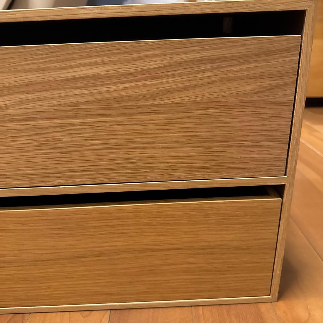 asami無印良品 木製収納ケース 2段 ワイド オーク材ユニットシェルフ