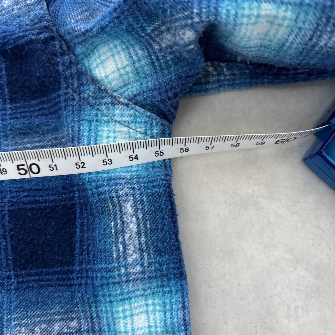 【60s】searsシアーズ プリントネルシャツ ブルー M vintage