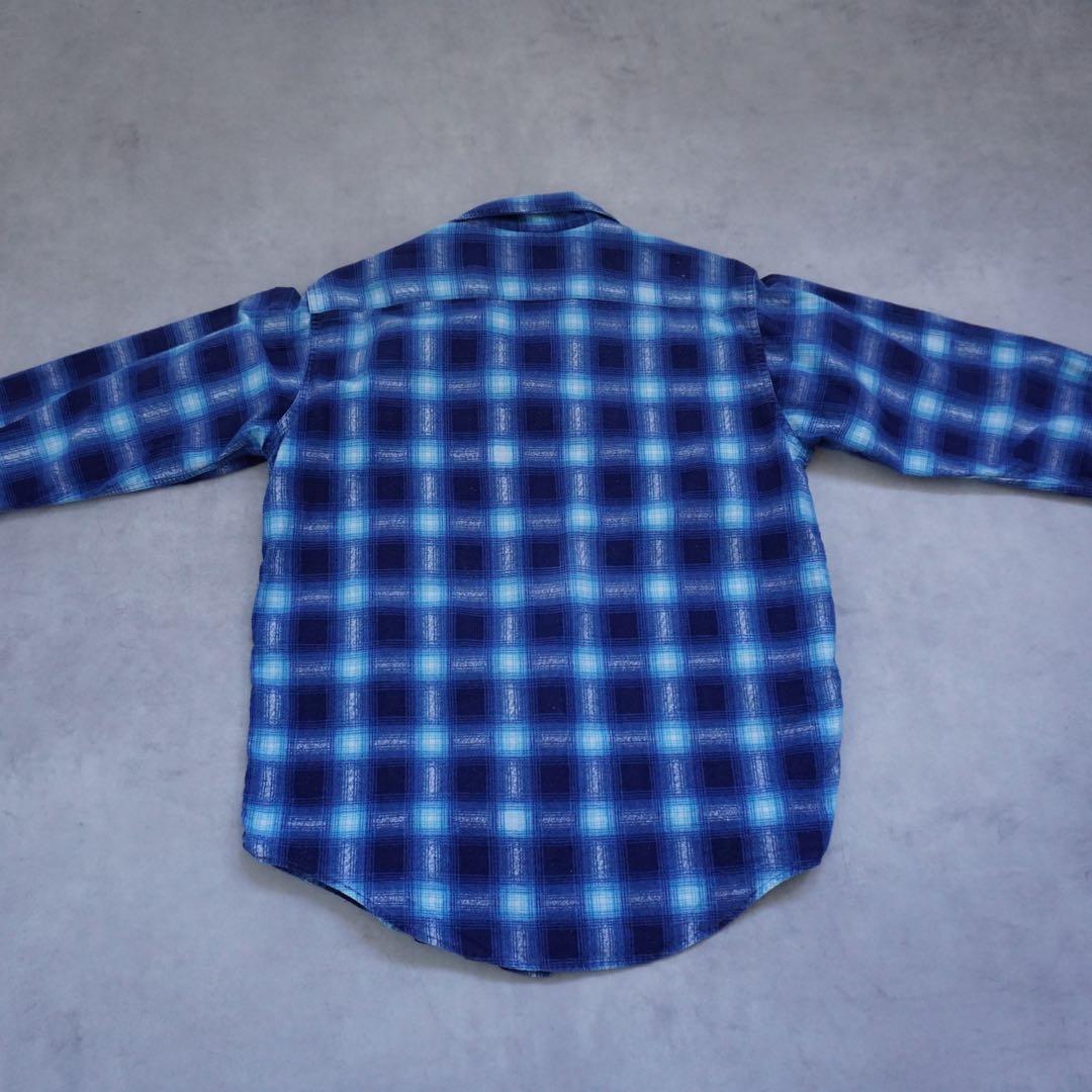 【60s】searsシアーズ プリントネルシャツ ブルー M vintage