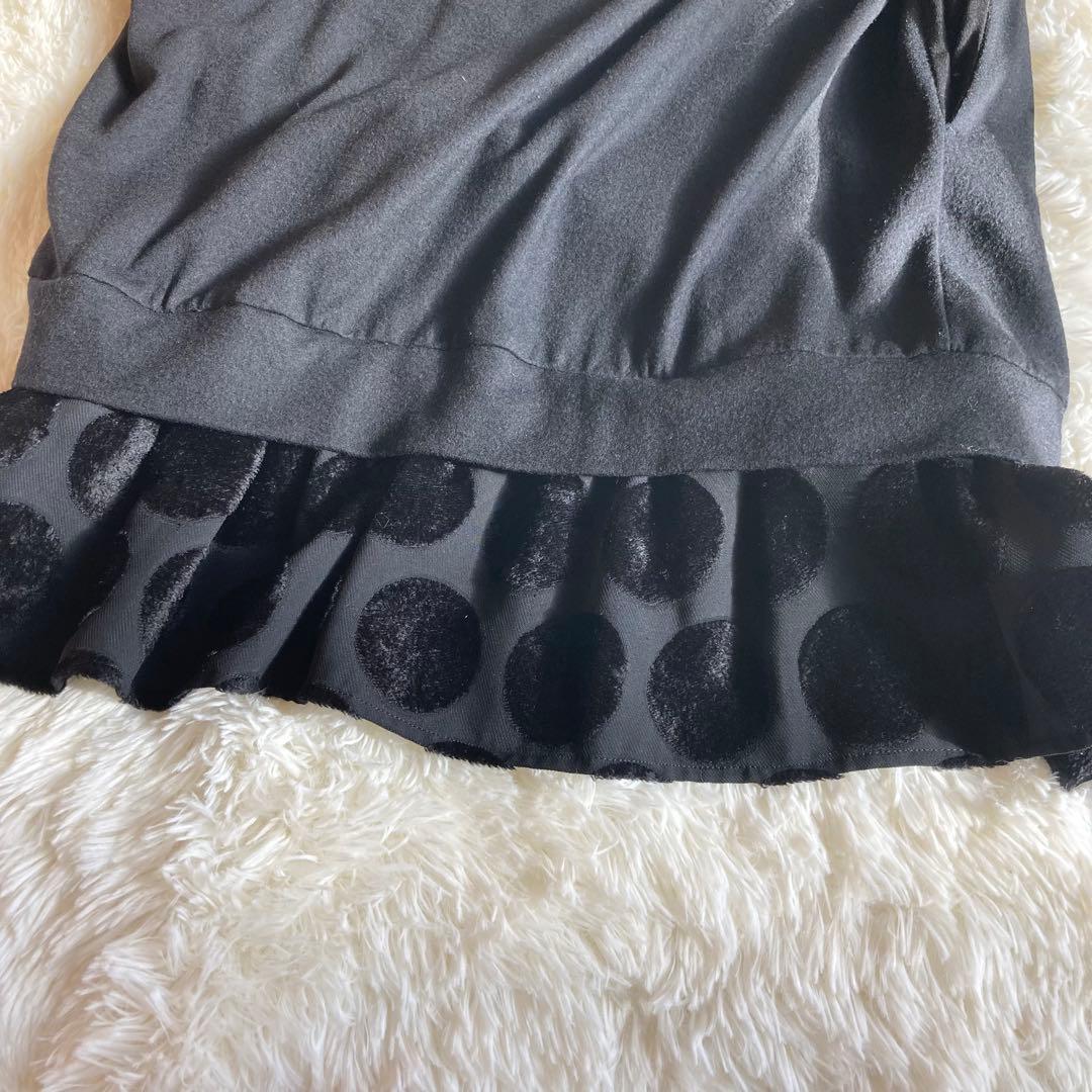 Y's ワイズ　ハイネック　ドット柄ロングワンピース　ブラック　Mサイズ　ウール