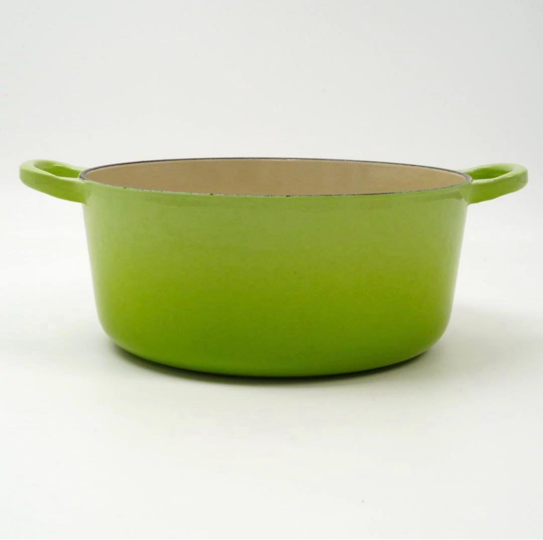【美品】LE CREUSET　ココット ロンド フルーツグリーン　22cm