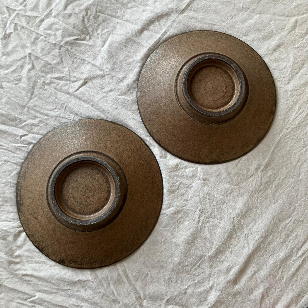 【新品未使用】小澤基晴　8寸　ブロンズ ぐるぐる　浅鉢 　2枚