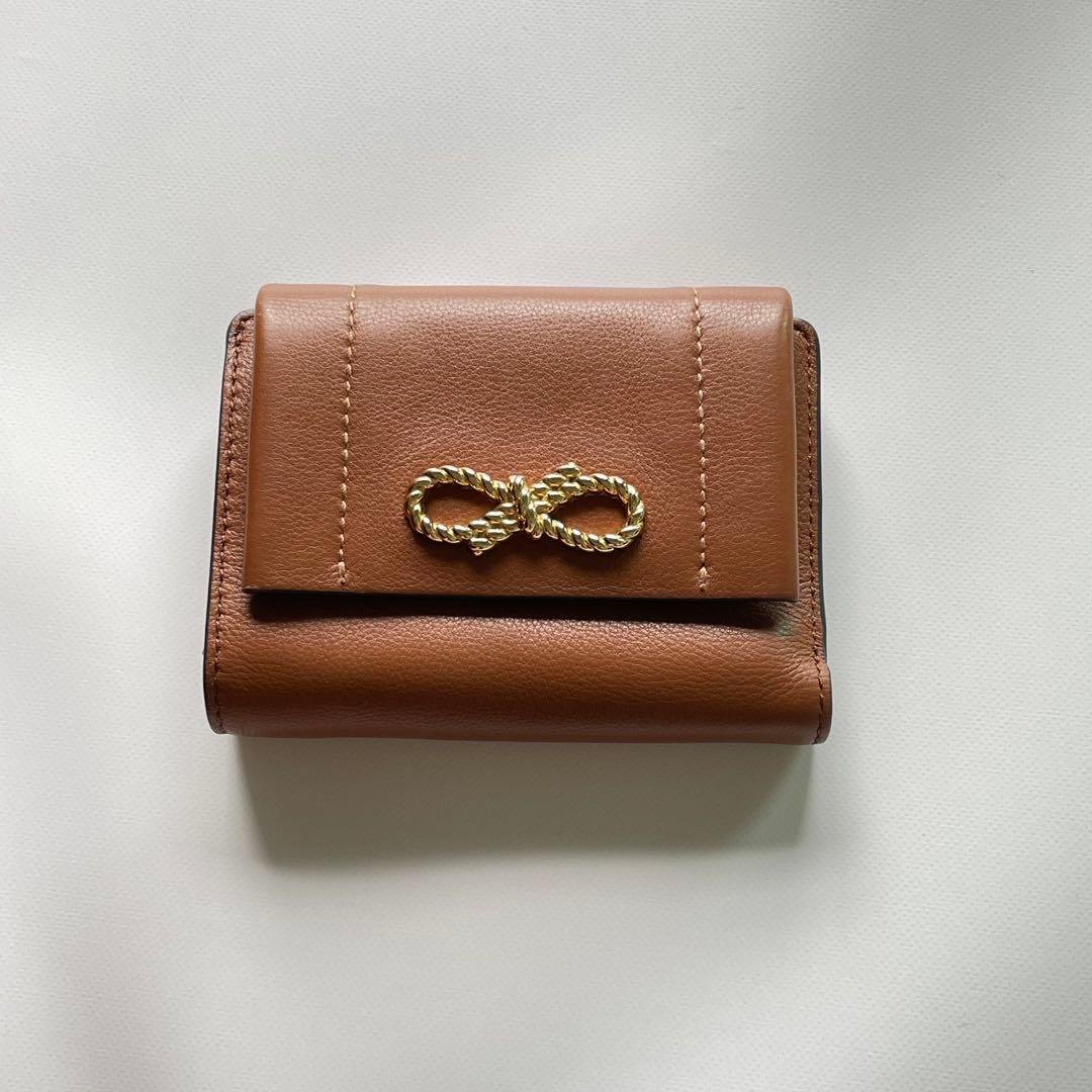 【専用】ANYA HINDMARCH ブラウン 三つ折り財布　ロープリボン