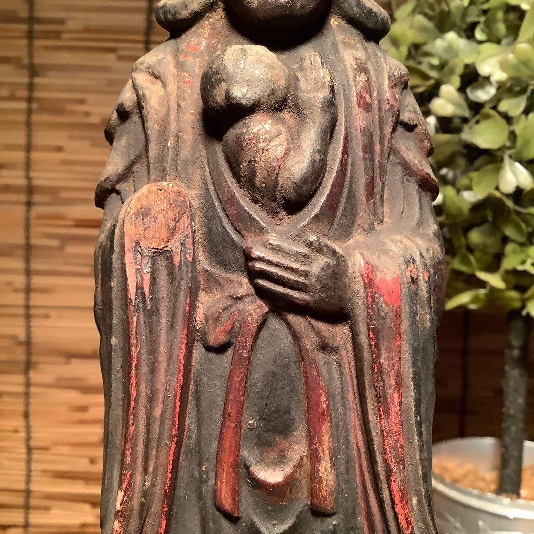 室町期「夜叉・鬼子母神」鬼子母神信仰・訶梨帝母・外護神・木彫彩色