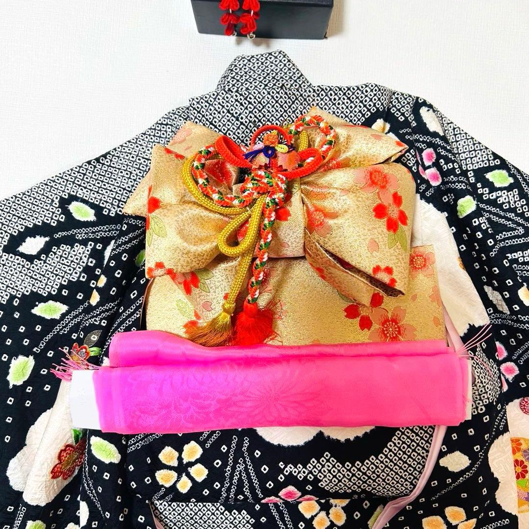 No.118 七五三　3歳 正絹着物フルセット　　総絞り