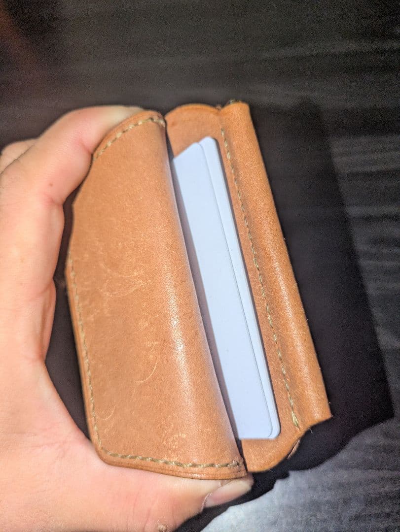 イタリアンレザー マネークリップ コンパクト財布 ハンドメイド 総手縫い