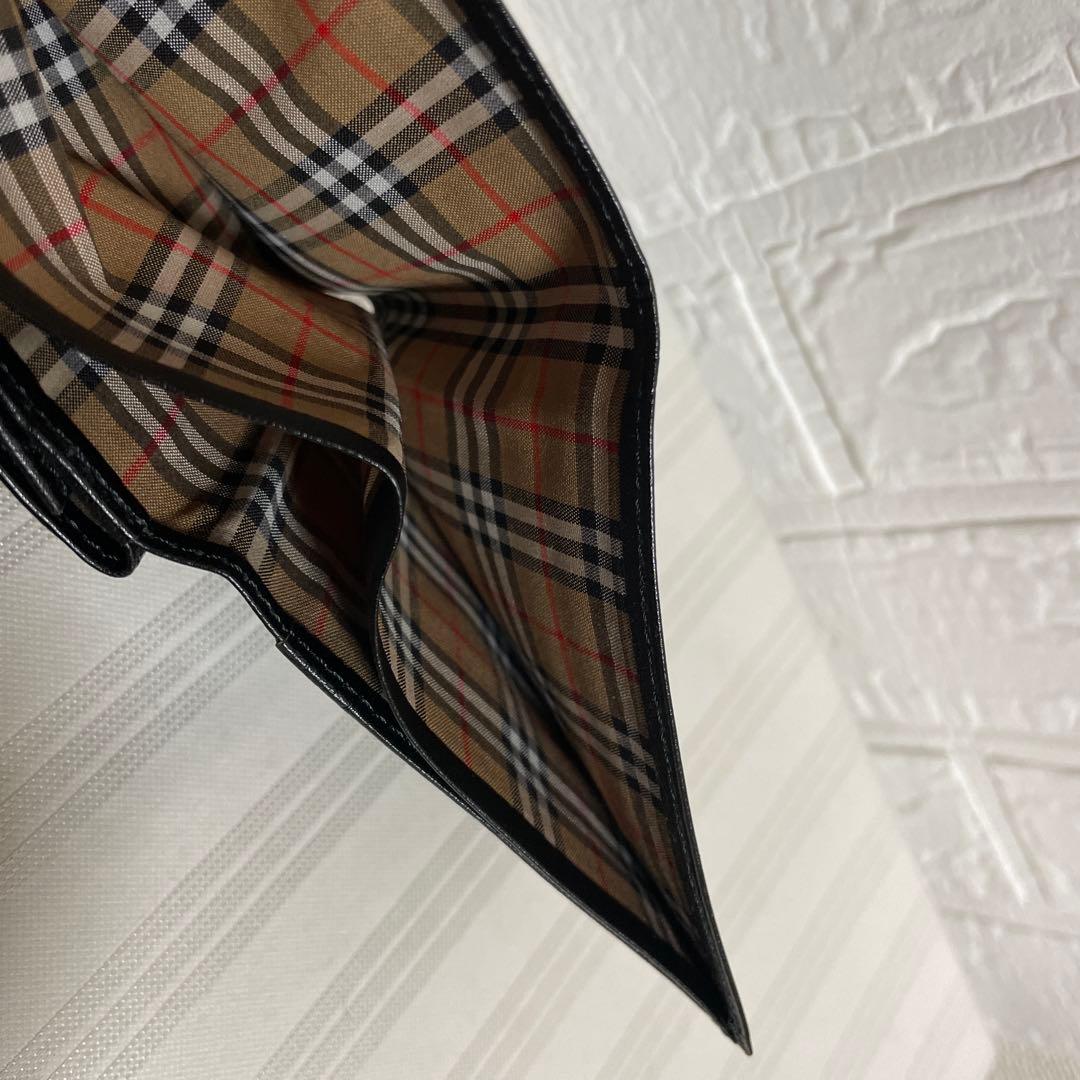 BURBERRY バーバリー 2つ折り財布 レザー ブラック 未使用 劣化あり
