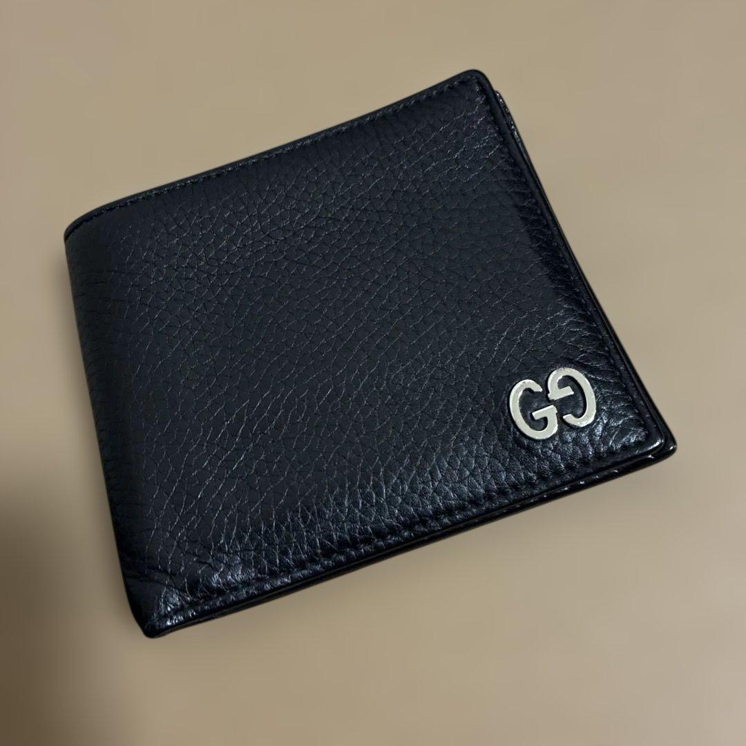 r*様 GUCCI グッチ ブラック レザー 二つ折り財布