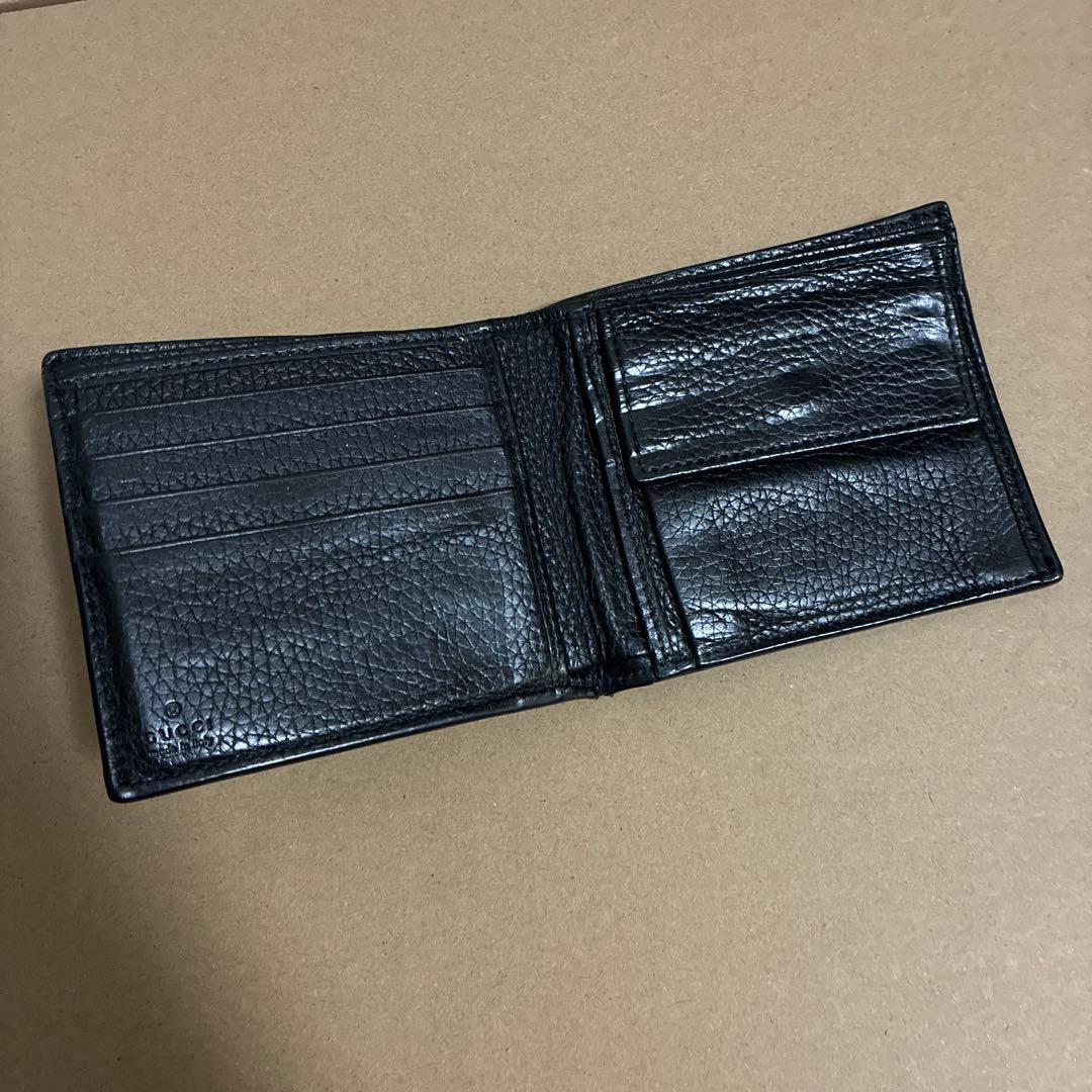 r*様 GUCCI グッチ ブラック レザー 二つ折り財布