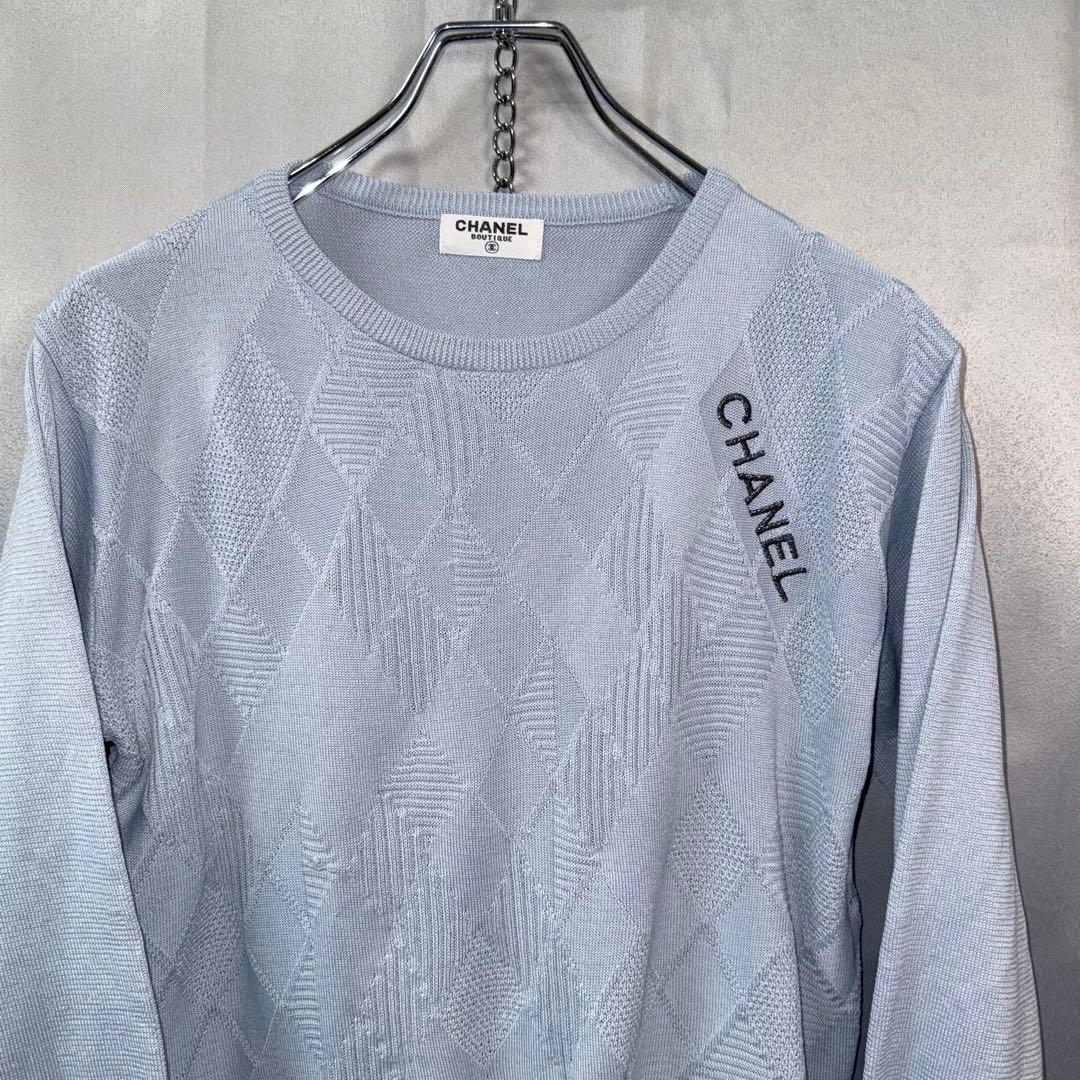 CHANEL シャネル　ニット　サマーニット　ブルーグレー
